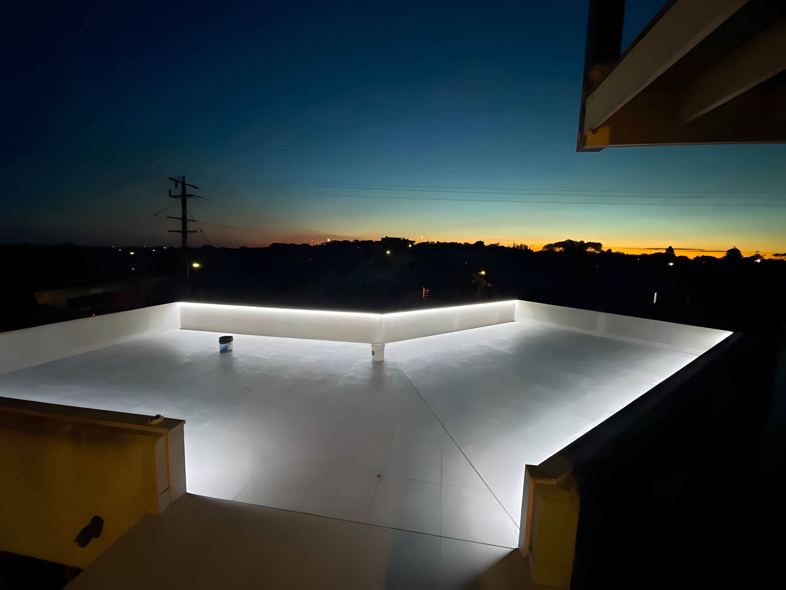 Rooftop terrace with perimeter lighting